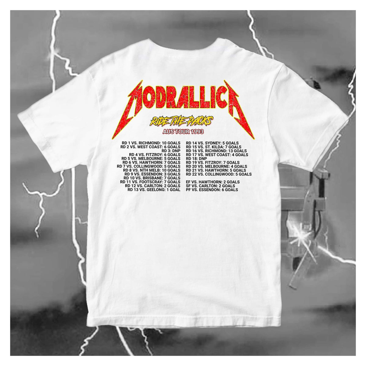 MODRA-LLICA' 1993 TOUR: WHITE - HEAVY TEE – The Carlton Draft