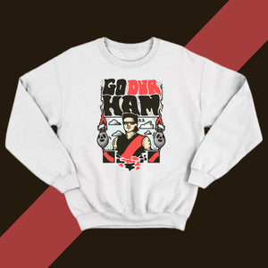 WATCH SAM GO DUR-HAM: GREY JUMPER - FRONT PRINT ONLY