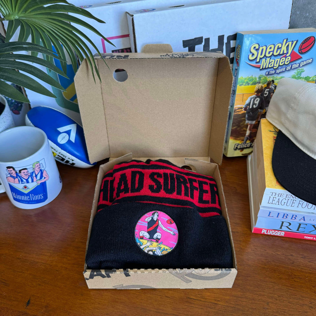 BOMBERS HEAD SURFER FOOTY BEANIE HOT BOX (LIMITED GIFT BOX)