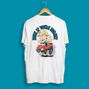 HONK IF YOU’RE HORNEY: FRONT & BACK TEE