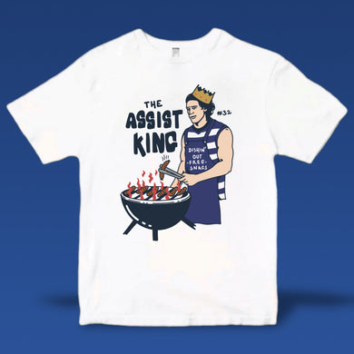 THE ASSIST KING: WHITE TEE - FRONT ONLY