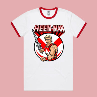 HEEN-MAN: RED & WHITE RINGER TEE