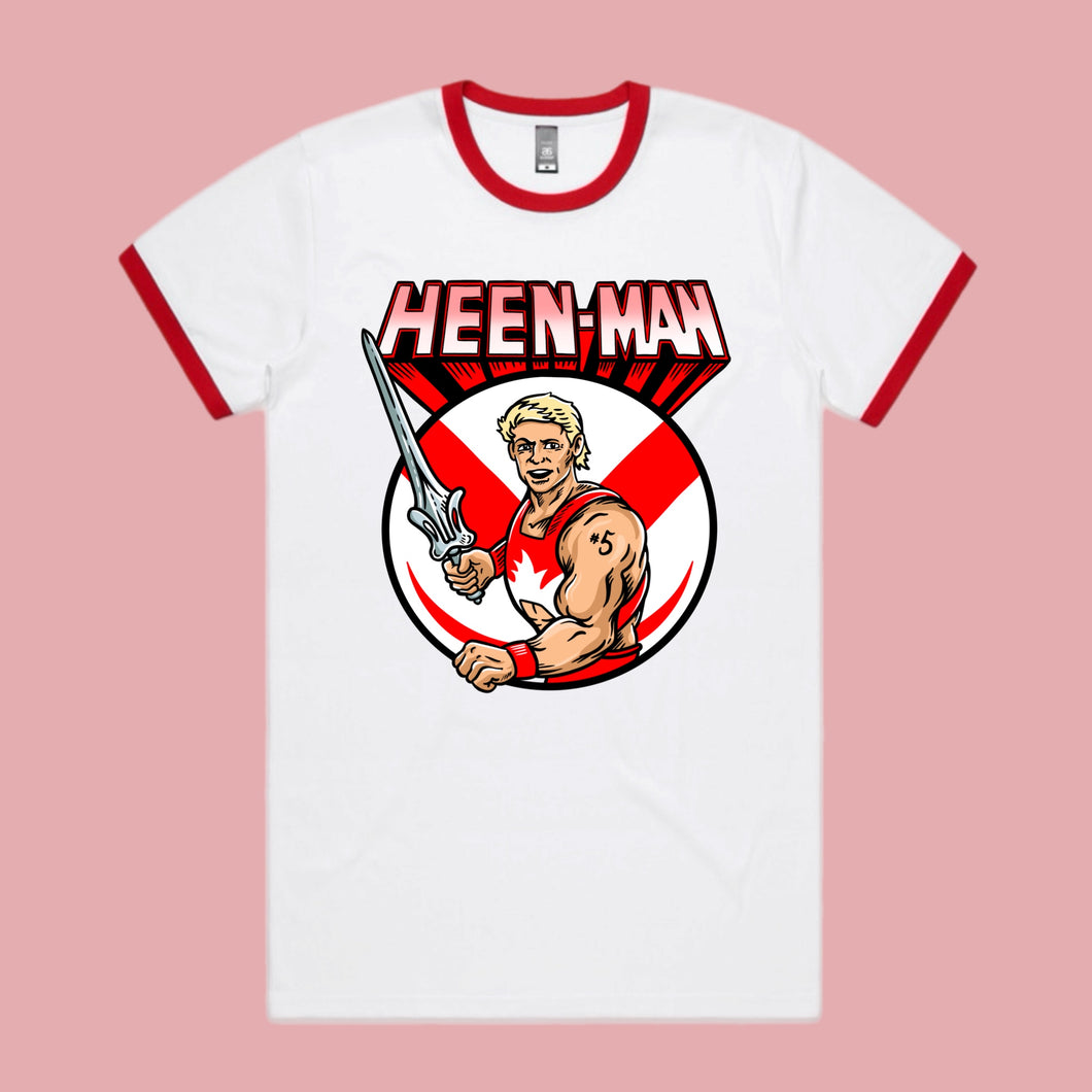 HEEN-MAN: RED & WHITE RINGER TEE