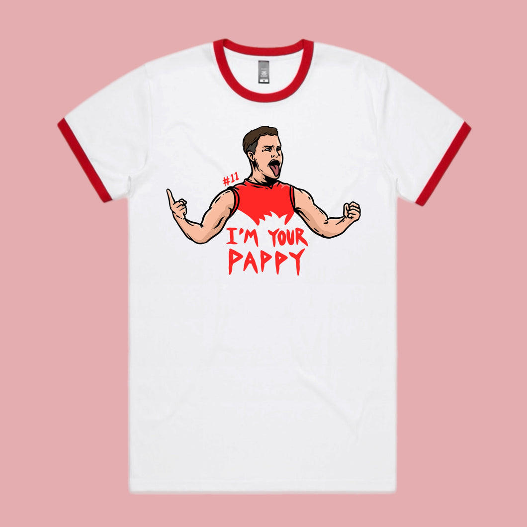 IM YOUR PAPPY: RED & WHITE RINGER TEE