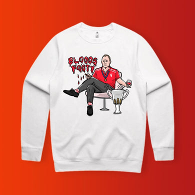 BLOODS FOOTY - 2024 PREMIERS: WHITE JUMPER FRONT ONLY