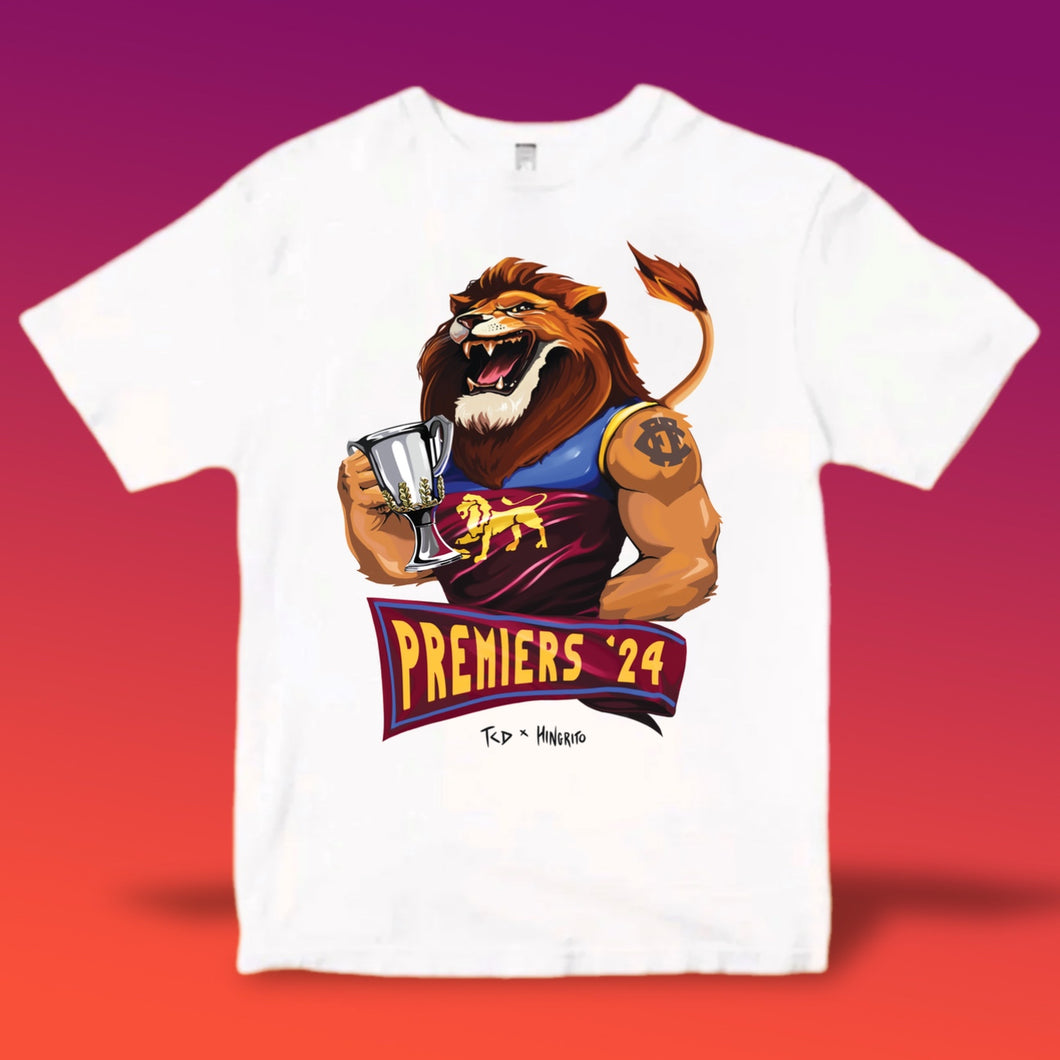 PREMIERSHIP LIONS: HINGRITO’S EDITION - WHITE TEE: FRONT ONLY