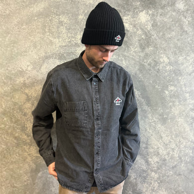 DONS STITCH - ACID WASH BUTTON UP + THICK CUFFED BEANIE COMBO