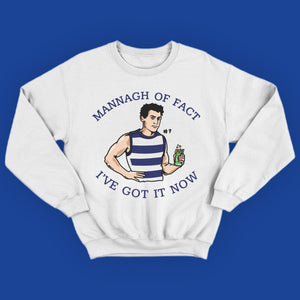 MANNAGH OF FACT…: WHITE JUMPER - FRONT PRINT ONLY
