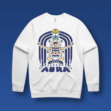 J.C’S AURA: WHITE JUMPER - FRONT PRINT ONLY