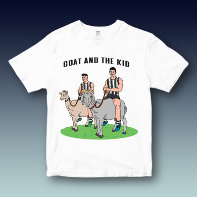 THE GOAT & THE KID: WHITE TEE - FRONT ONLY