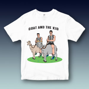 THE GOAT & THE KID: WHITE TEE - FRONT ONLY