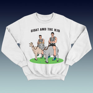 THE GOAT & THE KID: WHITE JUMPER - FRONT ONLY
