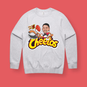 FLAMIN’ CHEETO: GREY JUMPER - FRONT ONLY