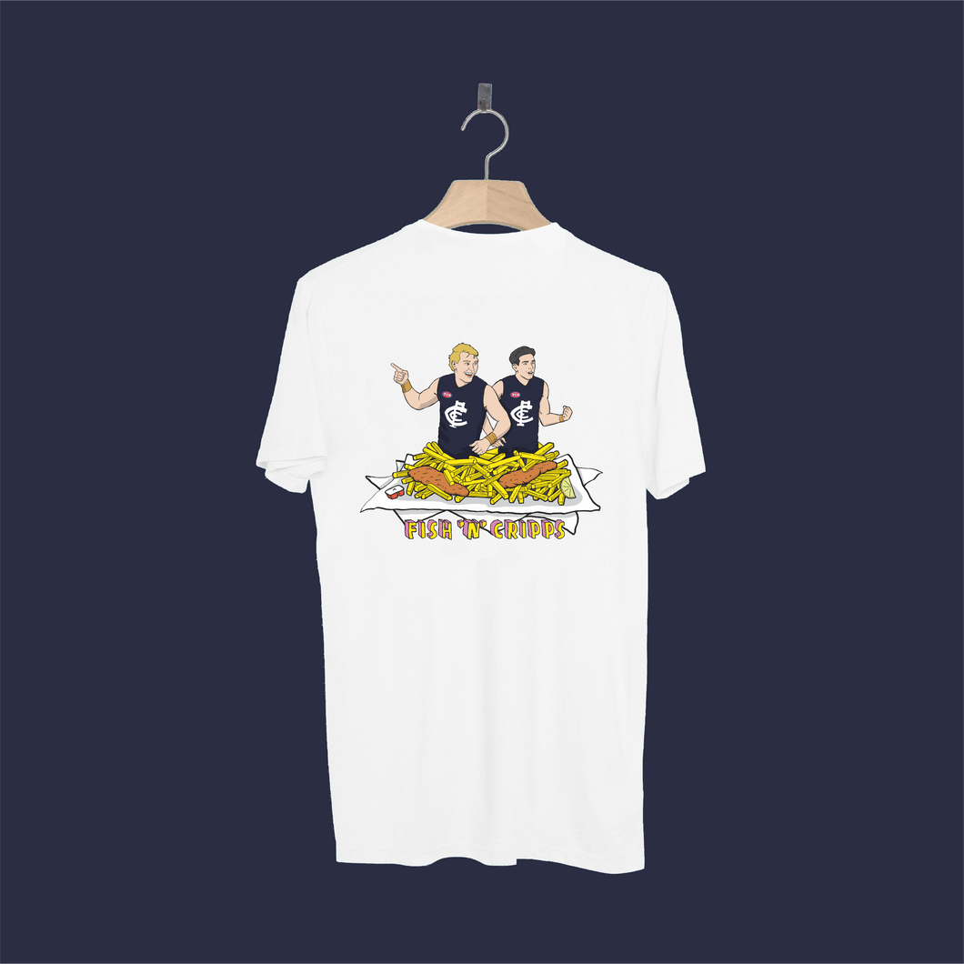 FISH AND CRIPPS TEE FRONT AND BACK