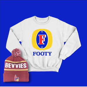 FOOTY JUMPER/DRINK BEVVIES BEANIE COMBO