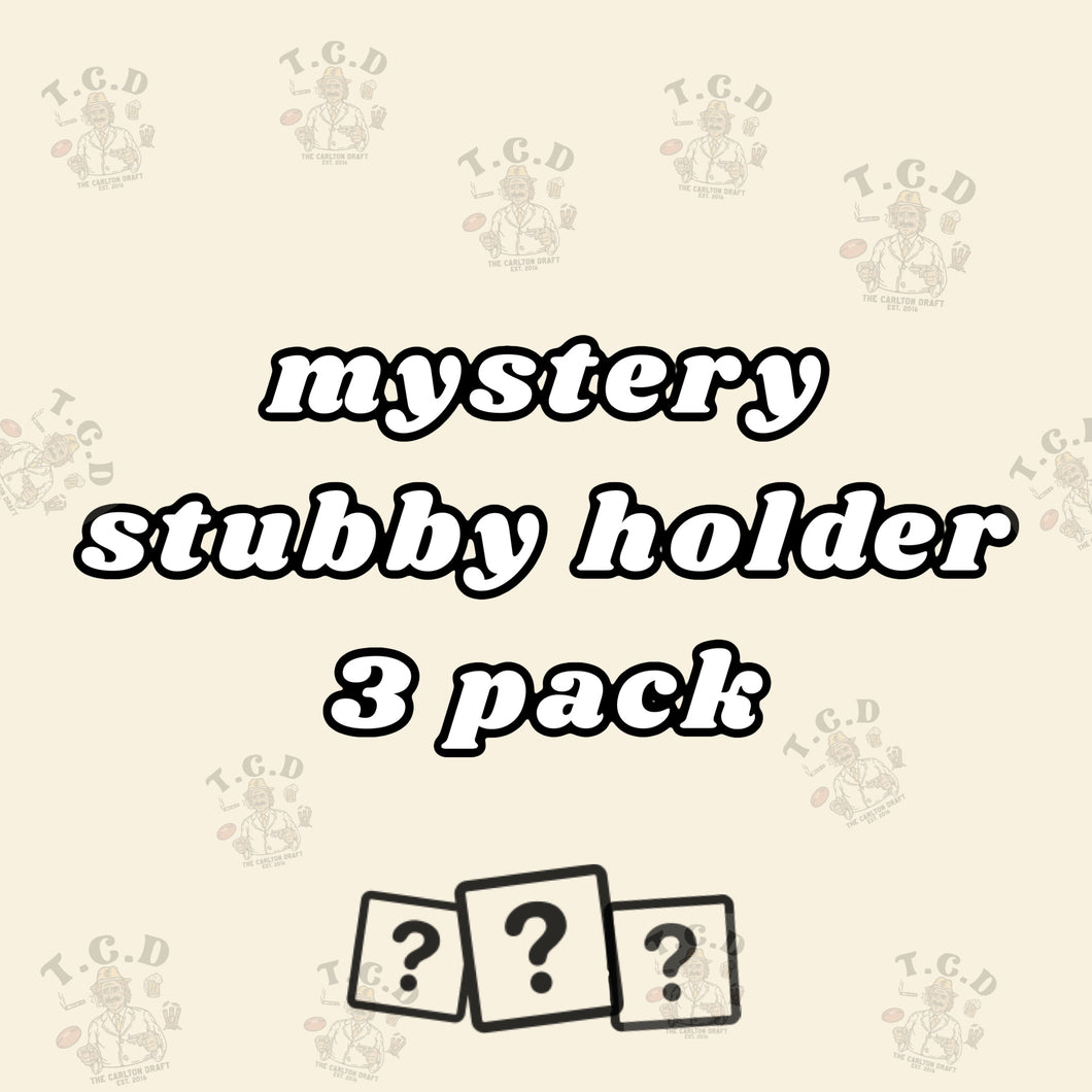 MYSTERY: THREE STUBBY HOLDER PACK