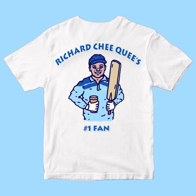 CHEE QUEE’S #1 FAN: WHITE TEE - FRONT & BACK