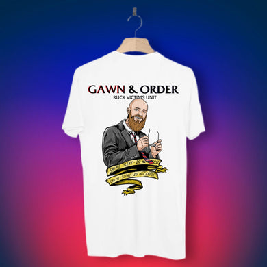 GAWN & ORDER: FRONT AND BACK