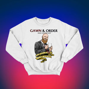 GAWN & ORDER: WHITE JUMPER - FRONT ONLY